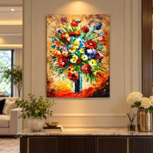 Flowers of Fortune 🌸✨ – Original Floral Oil Painting on Canvas (24x36 Inches)