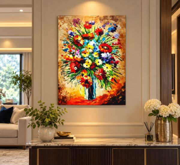 Flowers of Fortune 🌸✨ – Original Floral Oil Painting on Canvas (24x36 Inches)